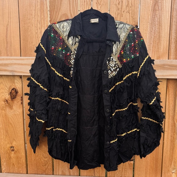 NANCY-K Vintage Western Embellished Button Front Long Sleeve Top - Picture 6 of 13